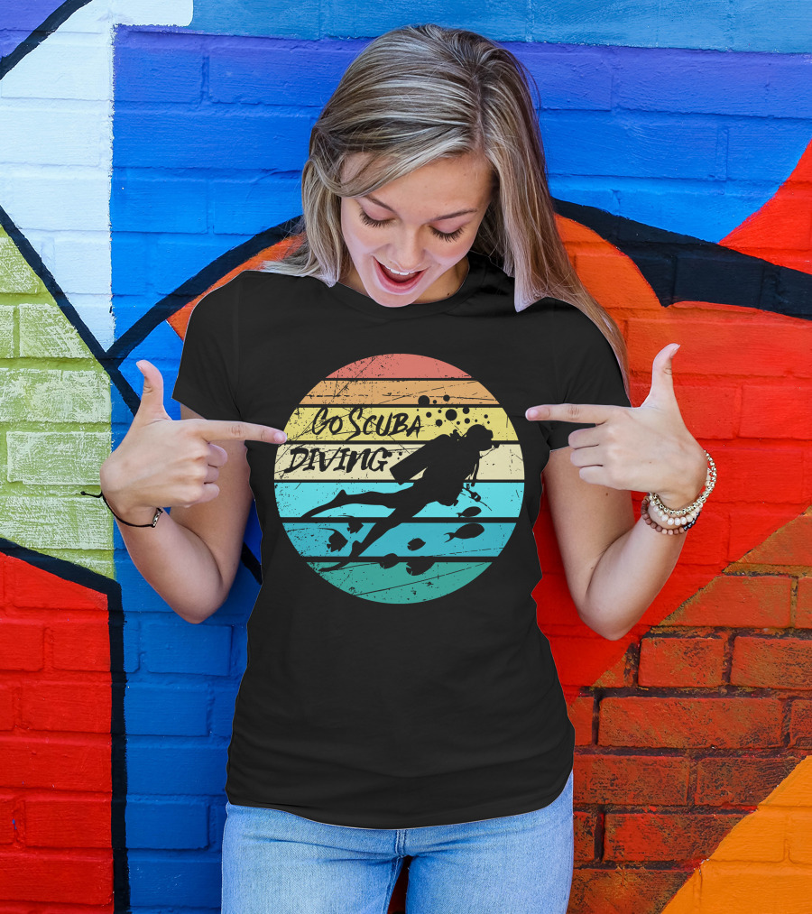 Go Scuba Diving Vintage Sunset Ocean Dive T-Shirt