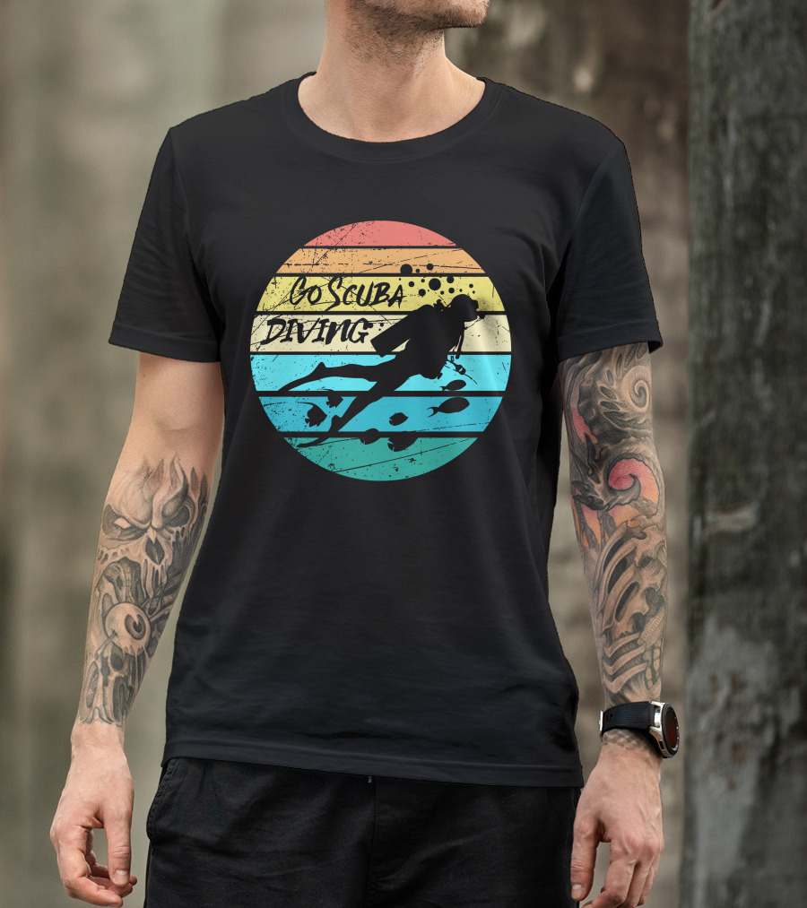Go Scuba Diving Vintage Sunset Ocean Dive T-Shirt