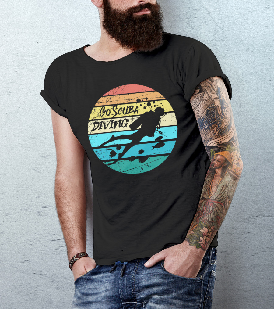 Go Scuba Diving Vintage Sunset Ocean Dive T-Shirt