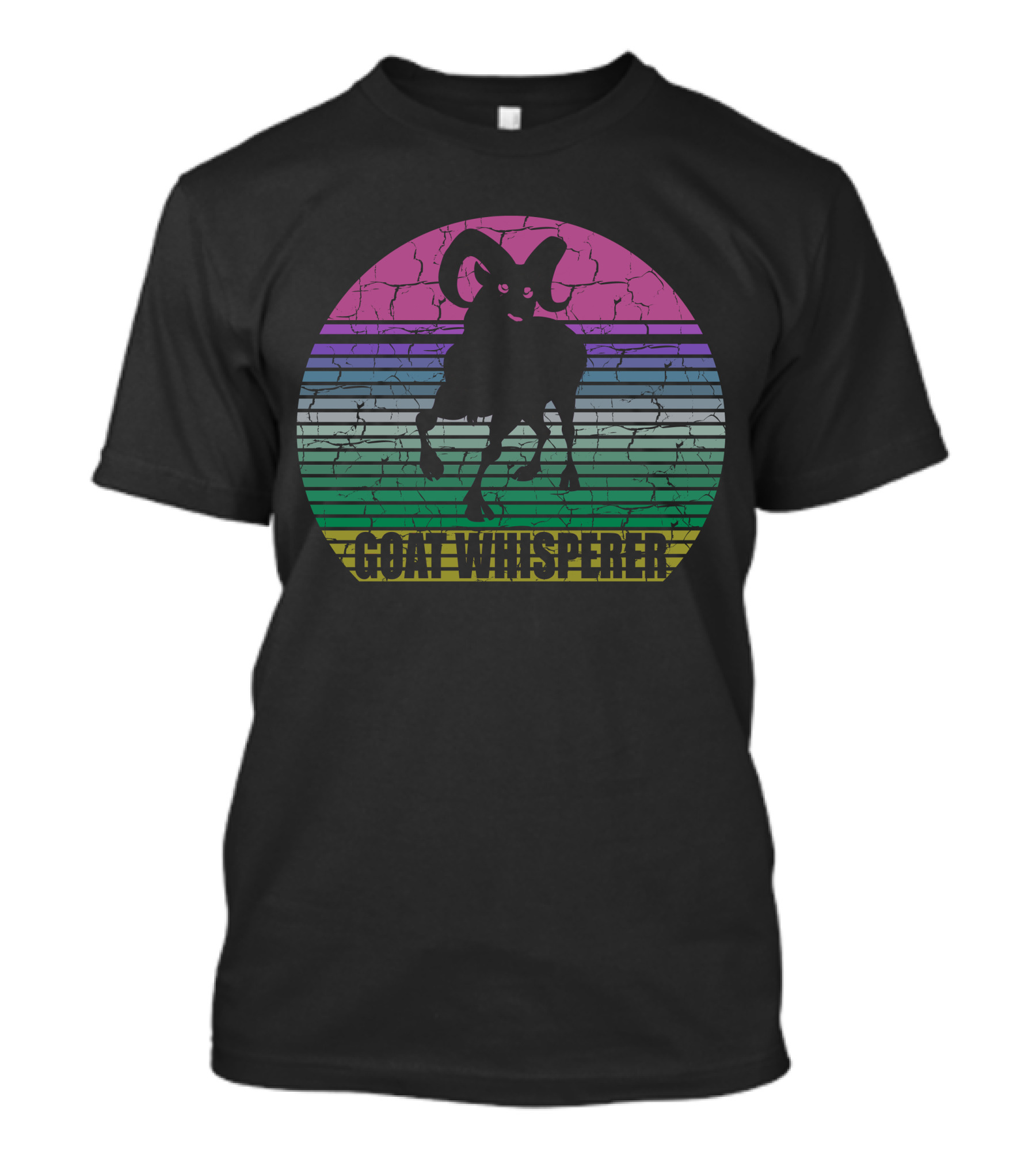 GOAT WHISPERER Retro Stripes Vintage Goat T-Shirt