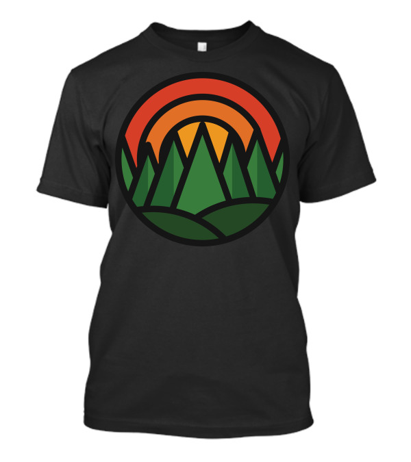 Great Nature Sunset Over Evergreen Forest T-Shirt