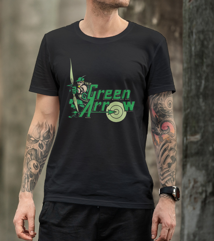 Green Arrow Character Logo With Bow And Target T-Shirt