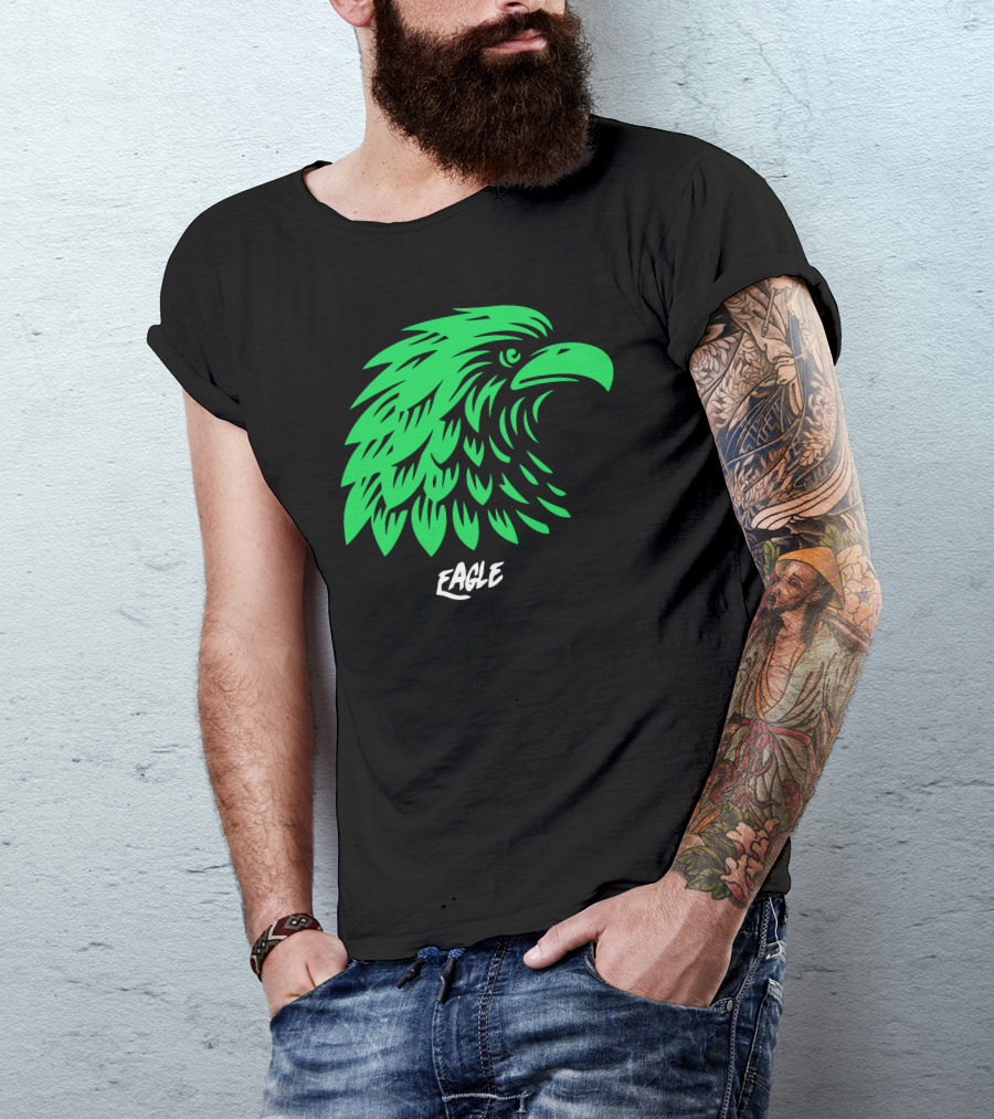 Green Eagle Head With Text Eagle T-Shirt