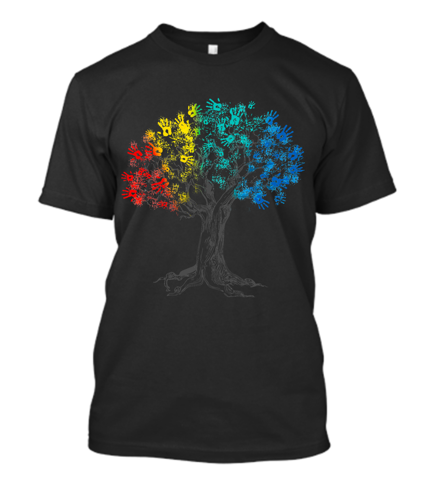 Multicolored Tree Handprints Grow Your Awareness On Autism T-Shirt