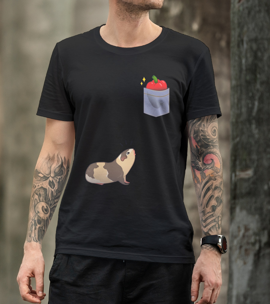 Guinea Pig Cute Pocket Apple Curiosity T-Shirt