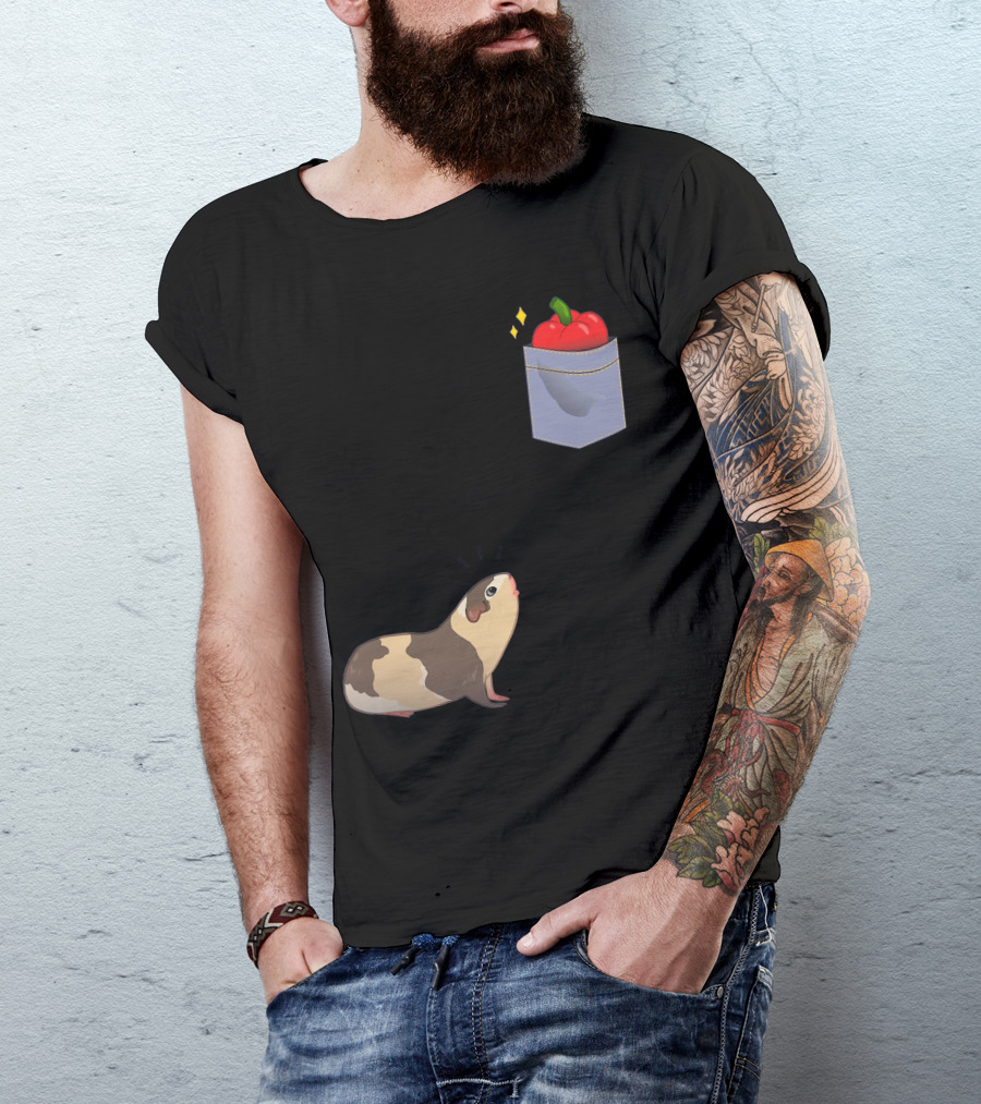 Guinea Pig Cute Pocket Apple Curiosity T-Shirt