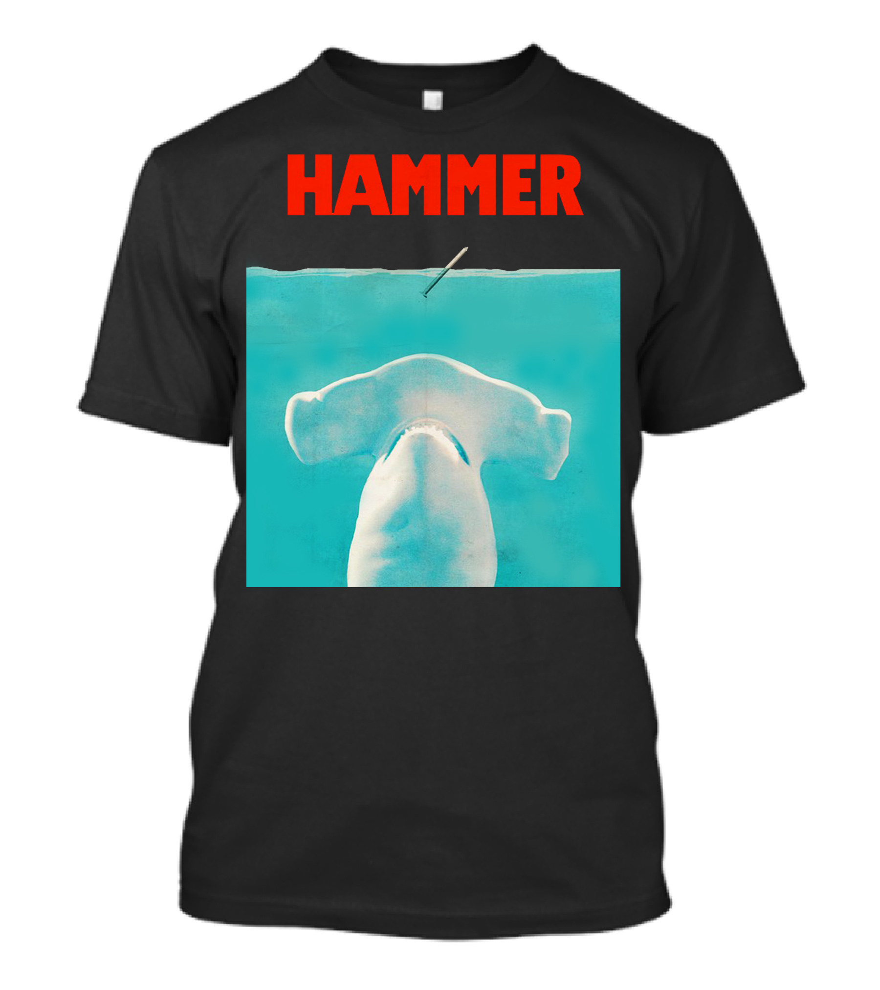 HAMMER Shark Underwater Scene With Spear Above T-Shirt