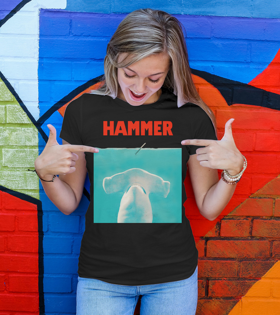 HAMMER Shark Underwater Scene With Spear Above T-Shirt