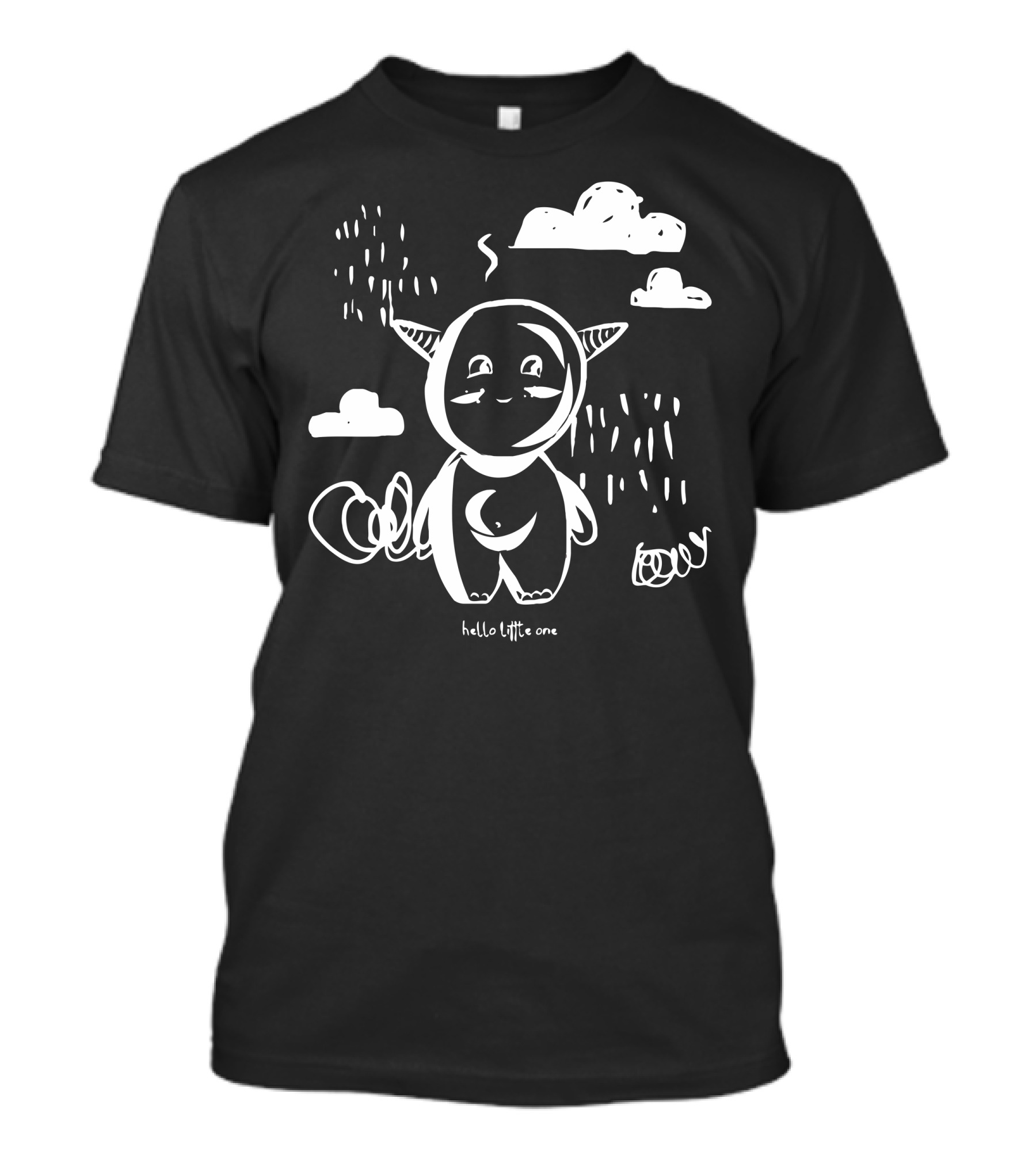 Hello Little One Cloud Creature In Rainy Scene T-Shirt