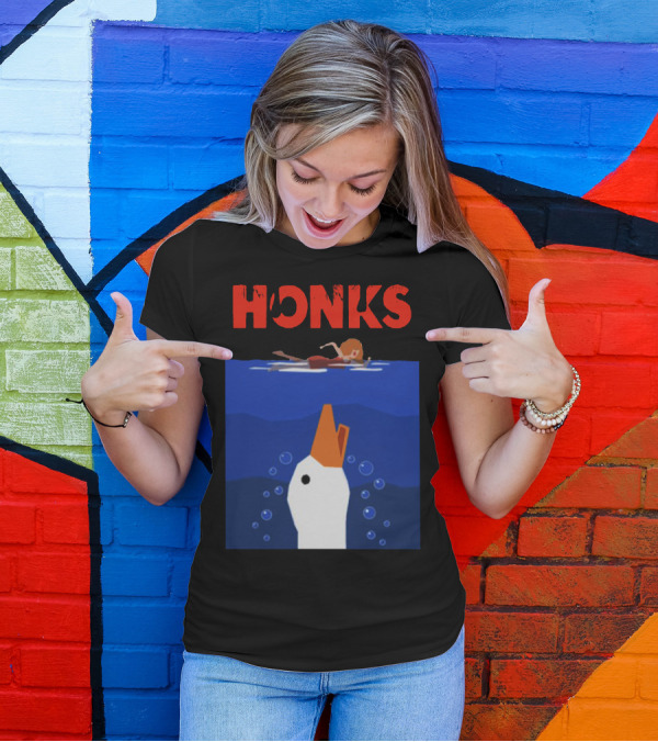 HONKS Goose Approaches Swimmer In Water T-Shirt