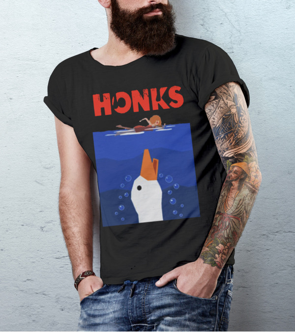 HONKS Goose Approaches Swimmer In Water T-Shirt