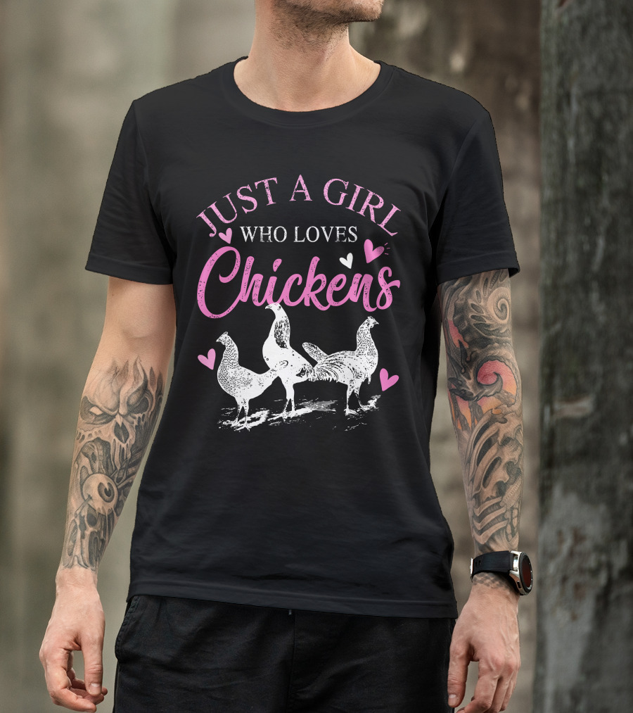 Just A Girl Who Loves Chickens With Hearts T-Shirt