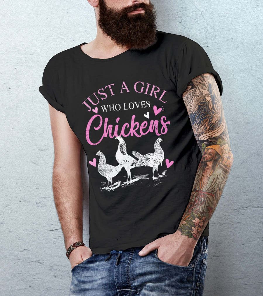 Just A Girl Who Loves Chickens With Hearts T-Shirt