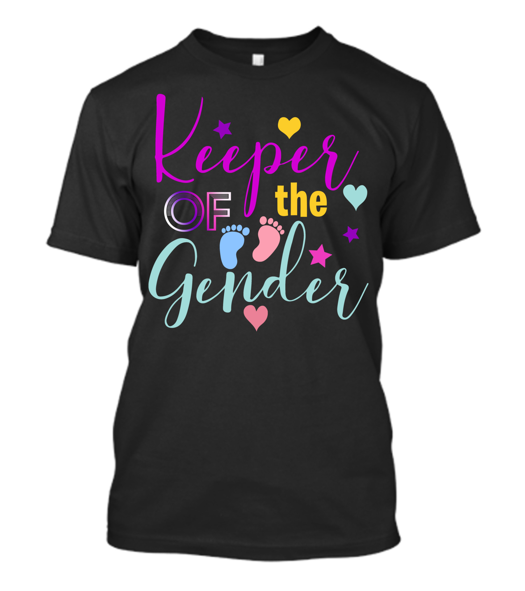 Keeper Of The Gender Gender Reveal Feet Stars Hearts T-Shirt