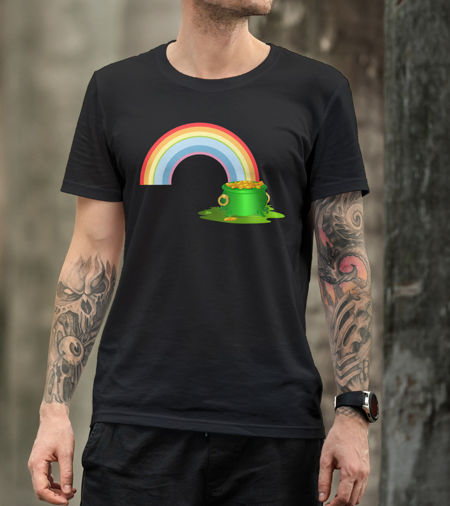 Leprechaun Pot Of Gold At The End Of The Rainbow T-Shirt