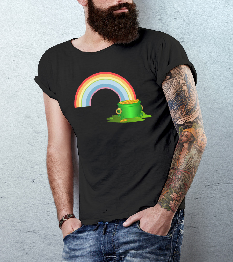 Leprechaun Pot Of Gold At The End Of The Rainbow T-Shirt