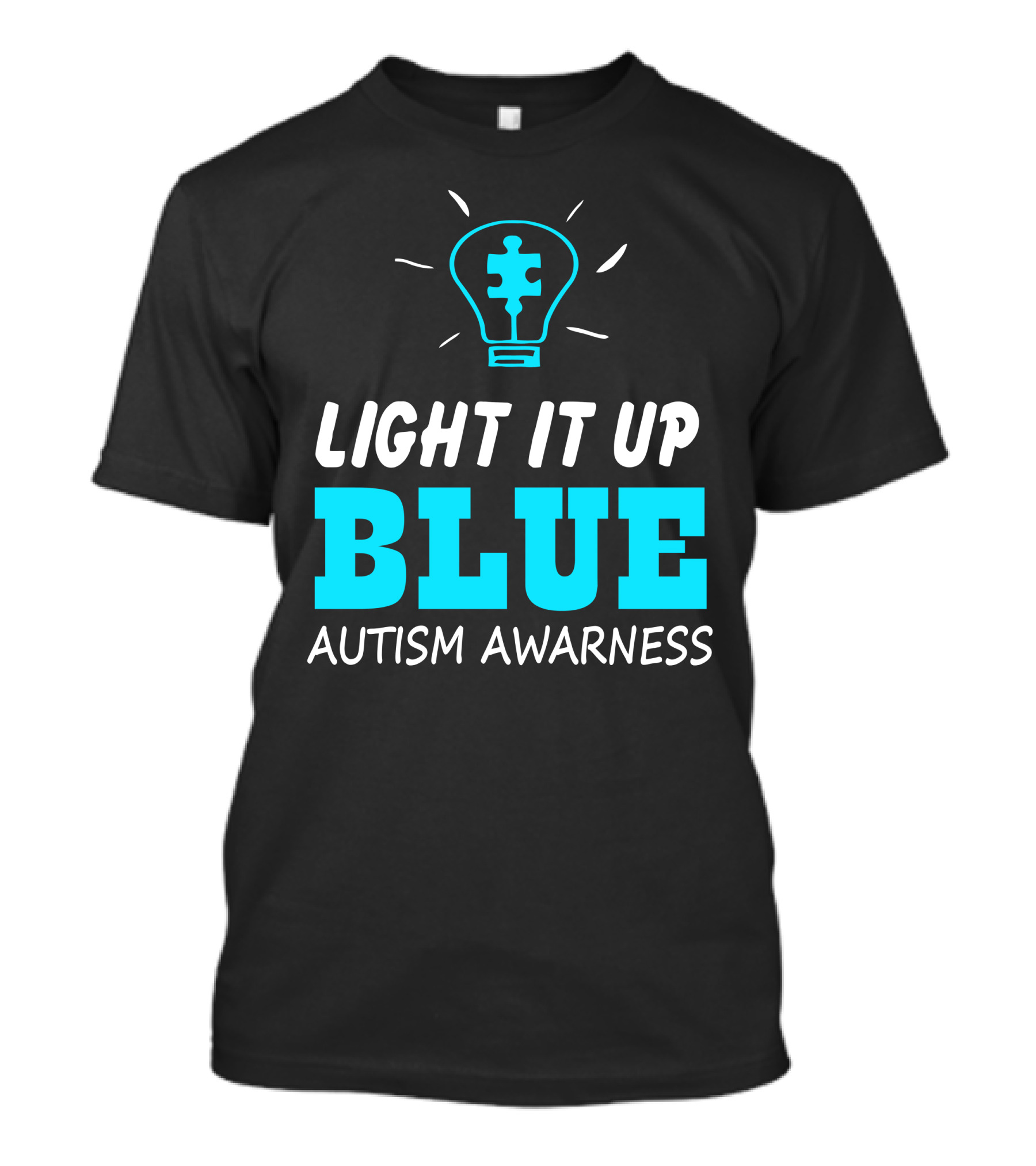 Light It Up Blue Autism Awareness Puzzle Piece Light Bulb T-Shirt