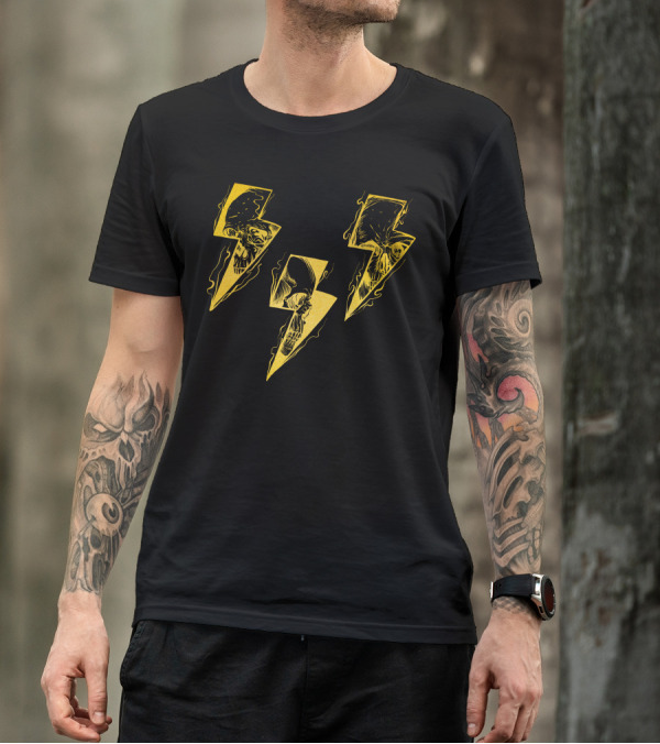 Lightning Skull Trio Gold T-Shirt