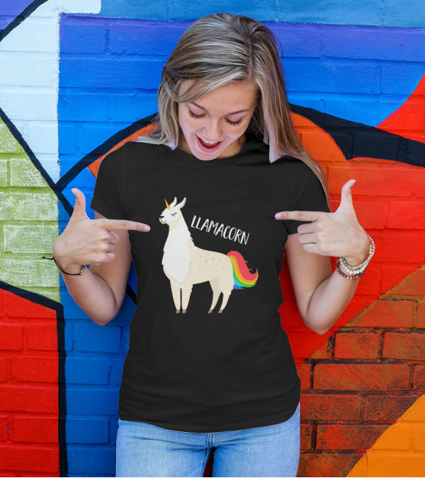 Llamacorn Rainbow Mane Llama Unicorn T-Shirt
