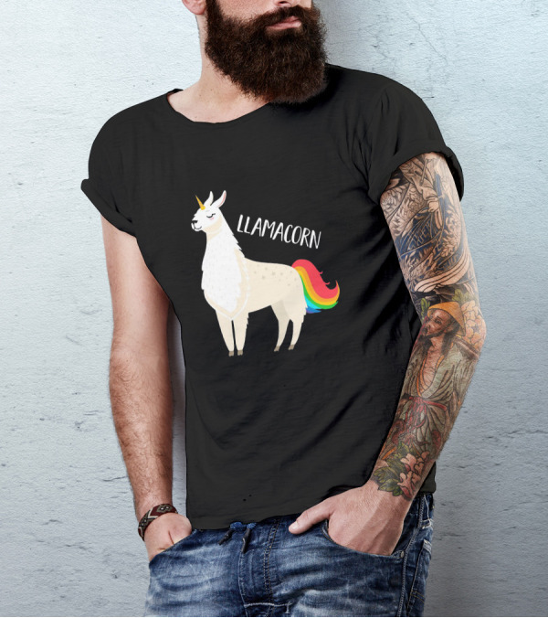Llamacorn Rainbow Mane Llama Unicorn T-Shirt