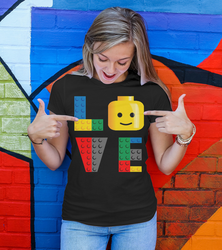 Love LEGO Brick Head Smiley T-Shirt