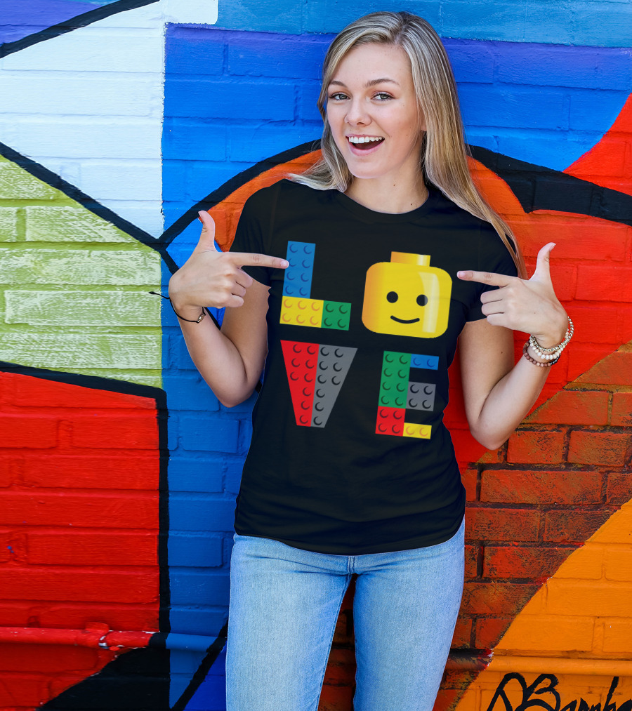Love LEGO Brick Head Smiley T-Shirt