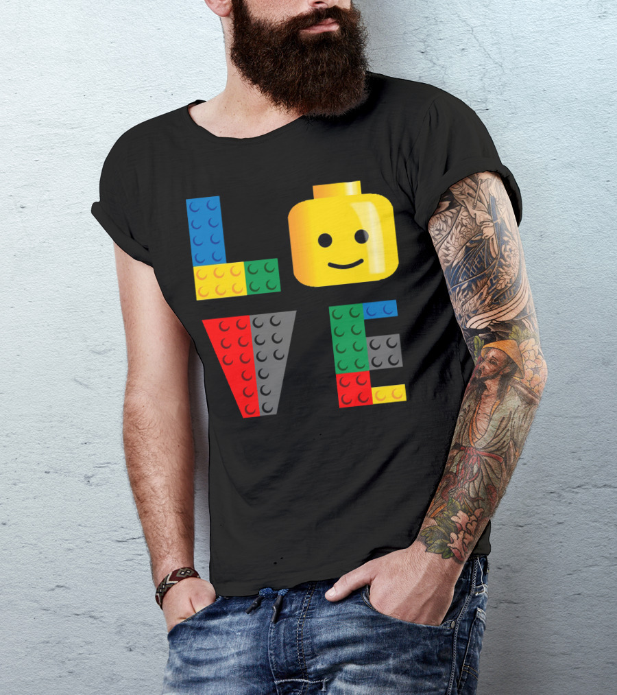 Love LEGO Brick Head Smiley T-Shirt