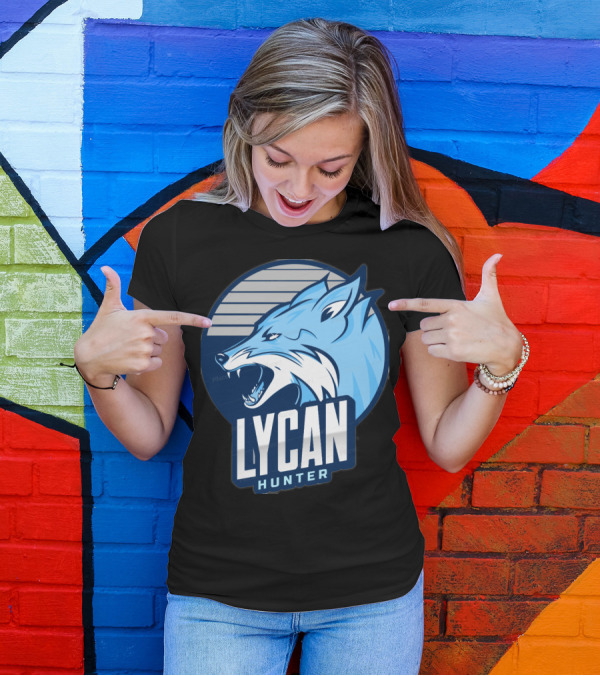 Lycan Hunter Blue Wolf Emblem T-Shirt