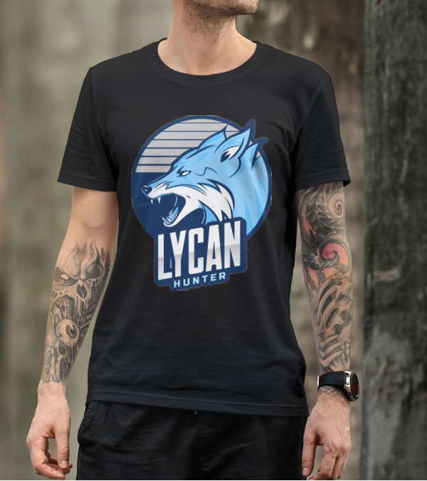 Lycan Hunter Blue Wolf Emblem T-Shirt