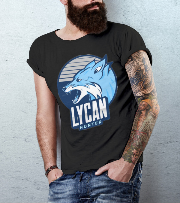 Lycan Hunter Blue Wolf Emblem T-Shirt