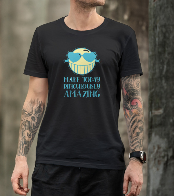 Make Today Ridiculously Amazing Yellow Smiley Face With Heart-Shaped Sunglasses T-Shirt