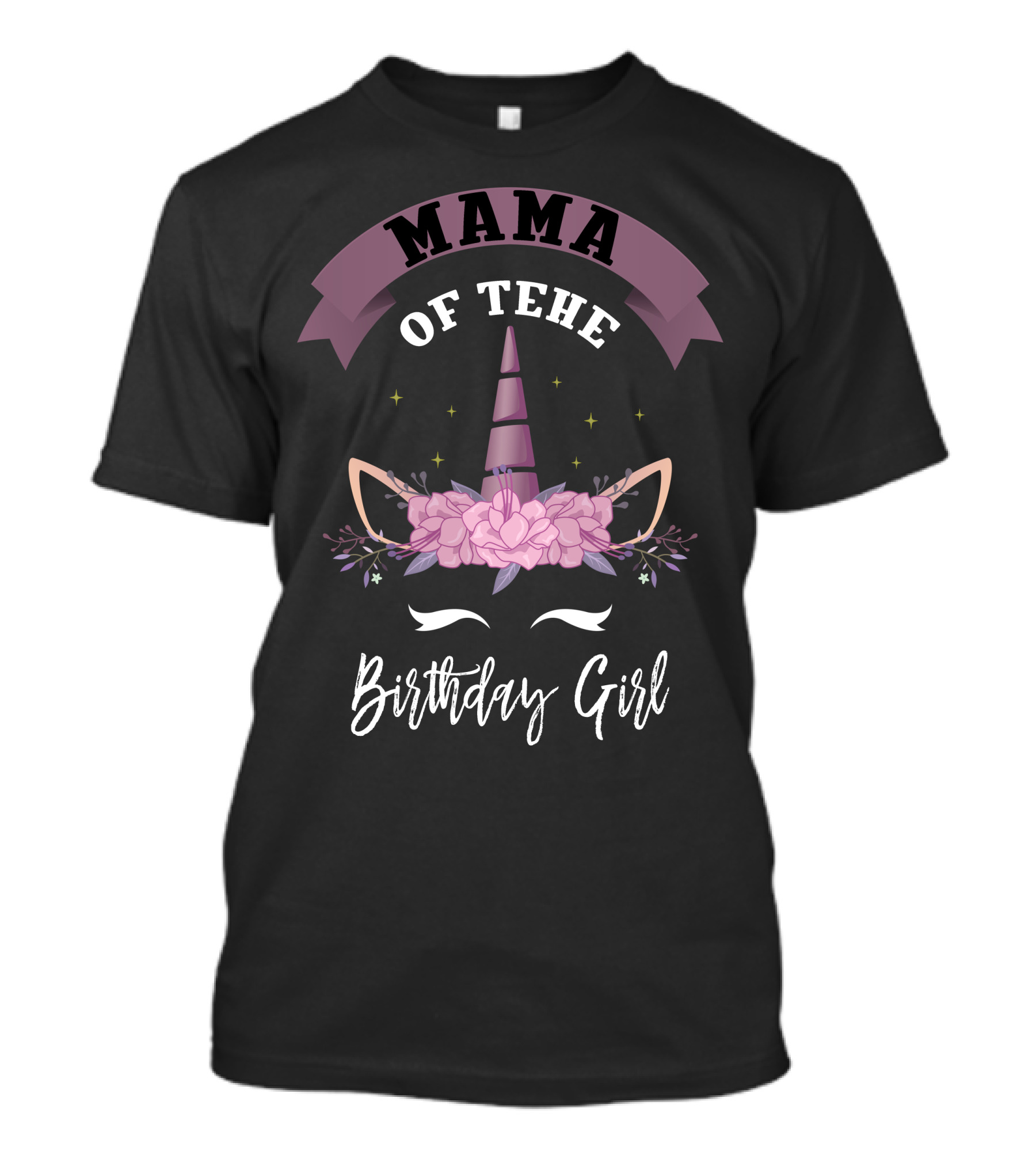 Mama Of The Birthday Girl Unicorn Floral Elements T-Shirt