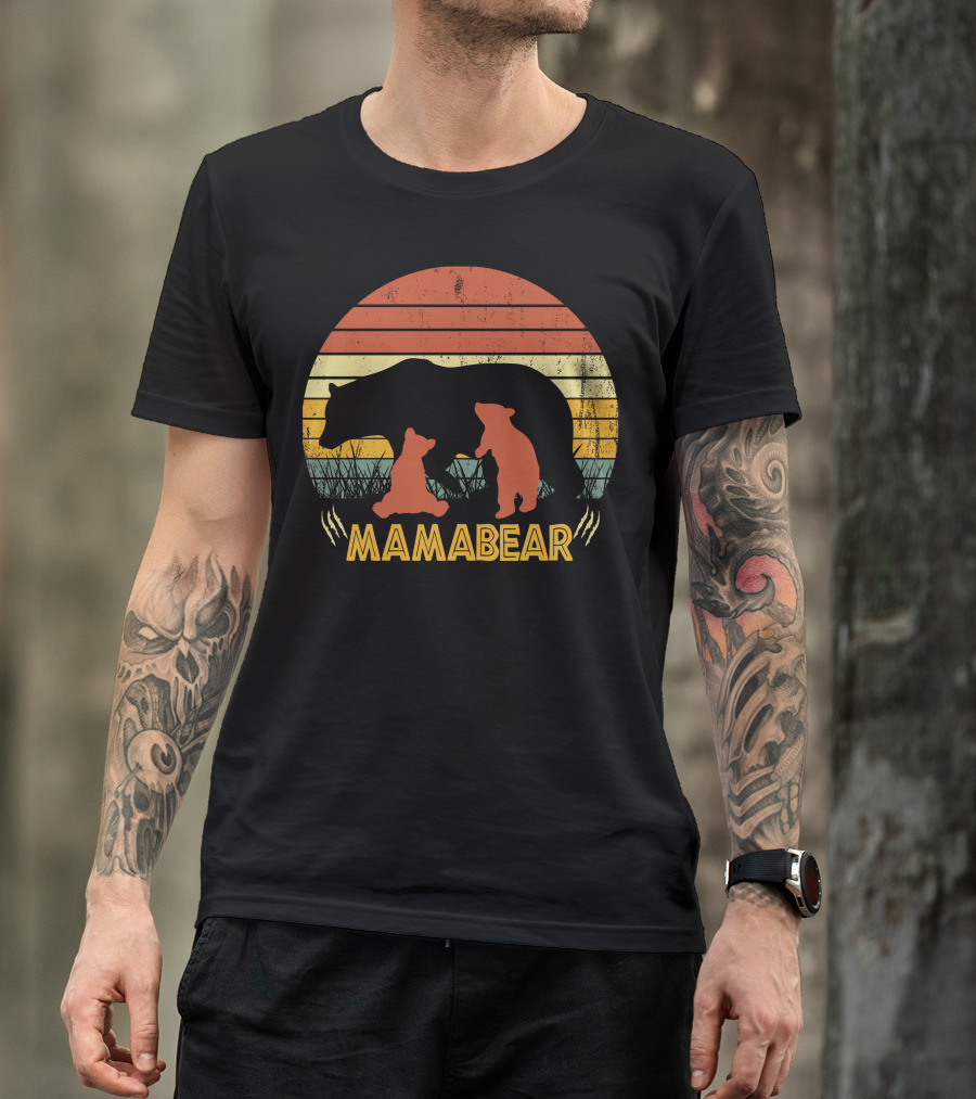 Mamabear Vintage Love Mother Sunset Bears T-Shirt