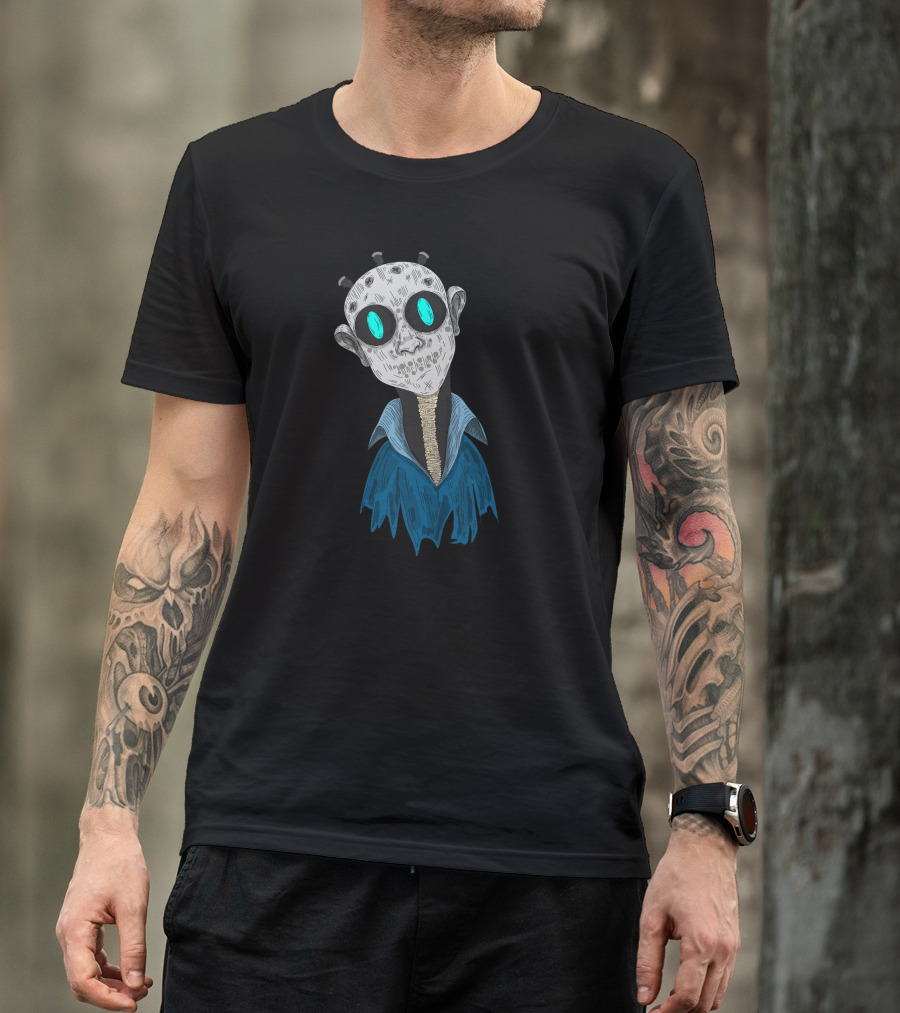 Mask Boy Skeleton Zombie Alien Head Blue Jacket T-Shirt