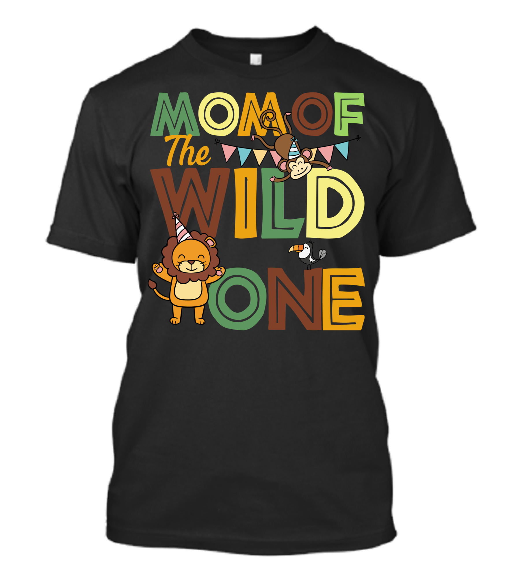 Mom Of The Wild One Lion Monkey Toucan Party T-Shirt