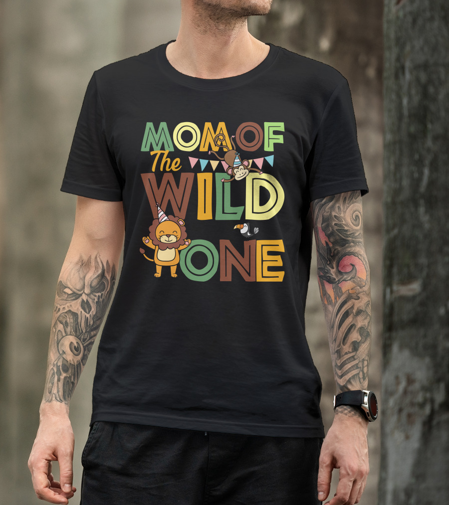 Mom Of The Wild One Lion Monkey Toucan Party T-Shirt