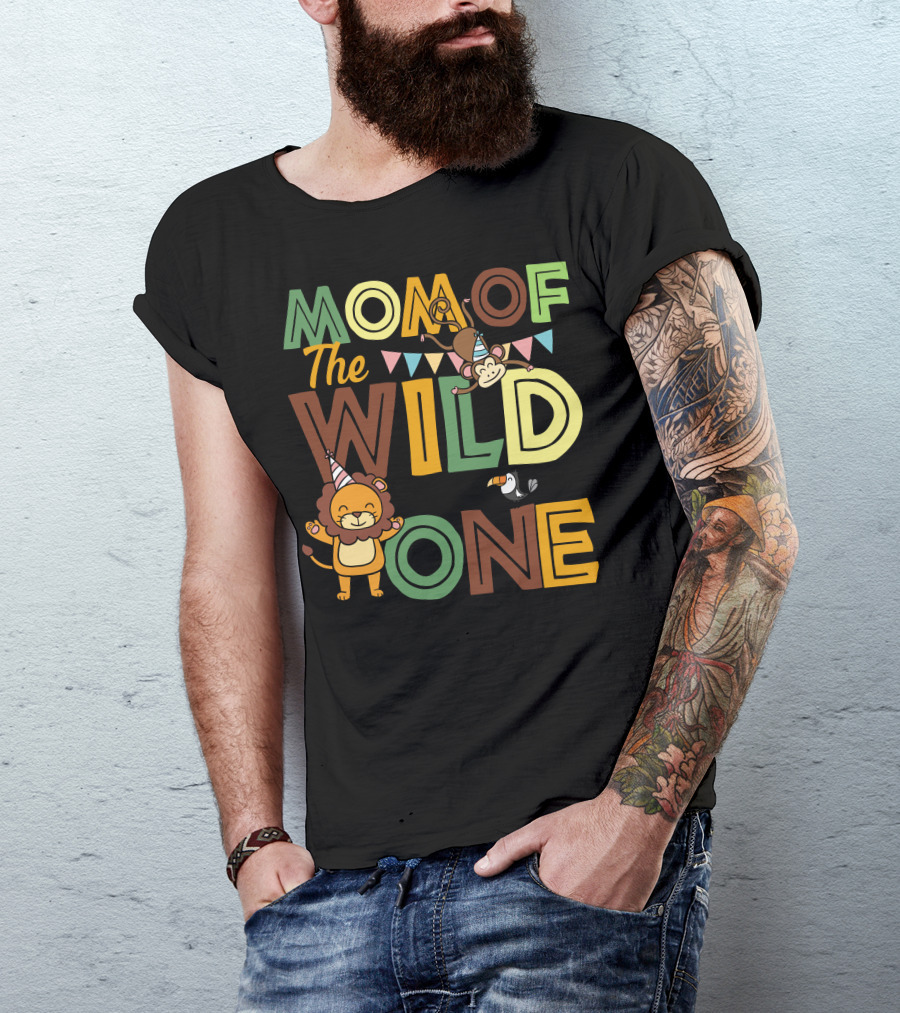 Mom Of The Wild One Lion Monkey Toucan Party T-Shirt