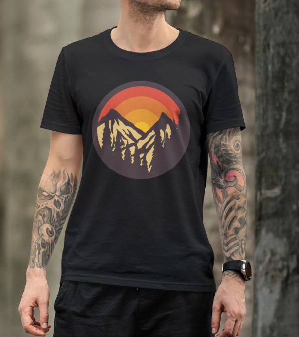 Mountain Sunset Vibrant Silhouette Peaks T-Shirt