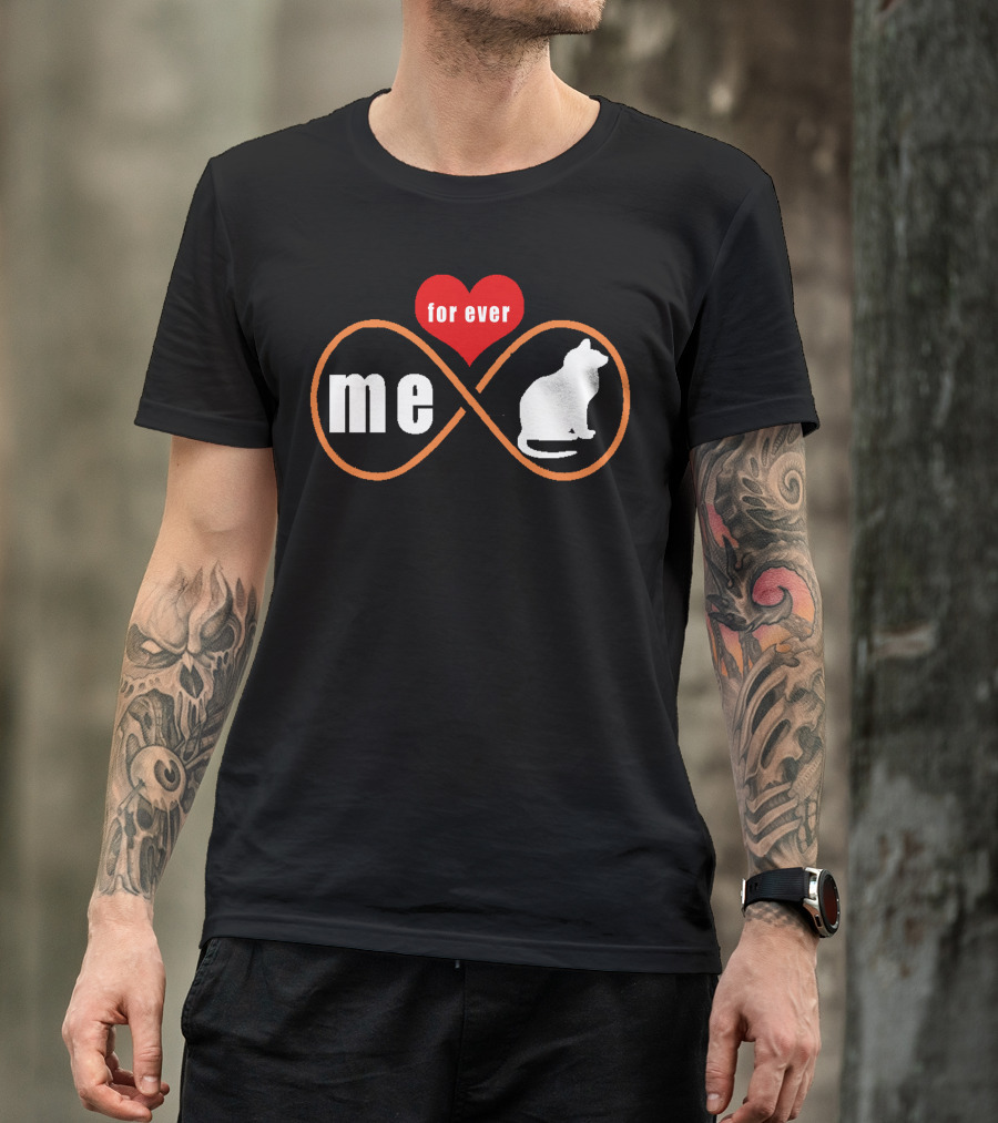 Me And My Cat Forever Infinity Symbol With Red Heart T-Shirt