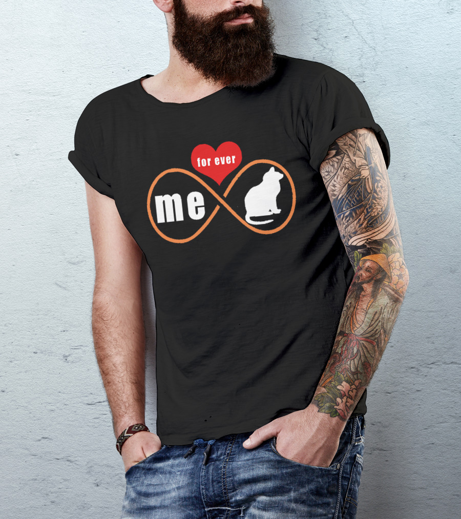 Me And My Cat Forever Infinity Symbol With Red Heart T-Shirt