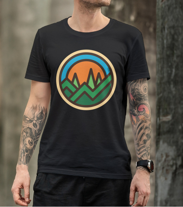 Nature Bold Mountain Sunrise Circle T-Shirt