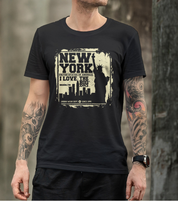 NEW YORK UNITED STATES OF AMERICA I LOVE THE BIG APPLE BROOKLYN URBAN WEAR DEPT SINCE 1999 T-Shirt