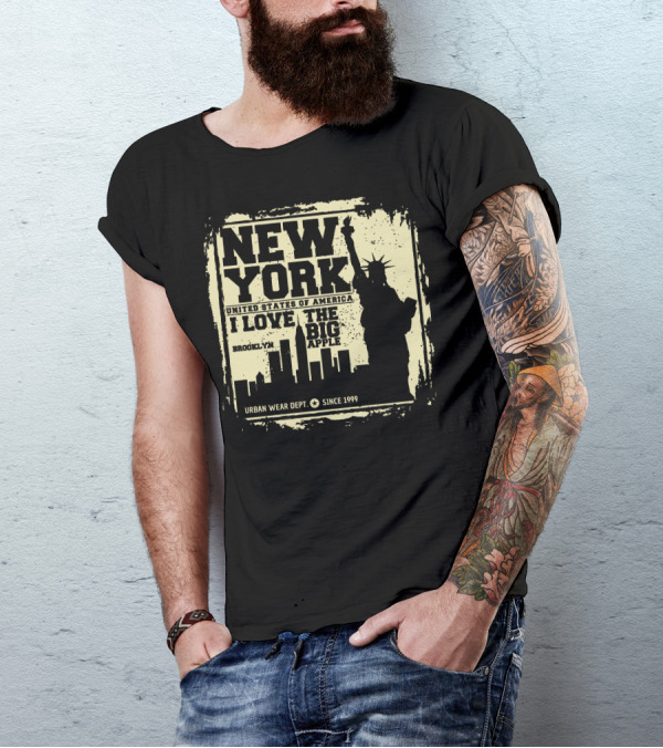 NEW YORK UNITED STATES OF AMERICA I LOVE THE BIG APPLE BROOKLYN URBAN WEAR DEPT SINCE 1999 T-Shirt