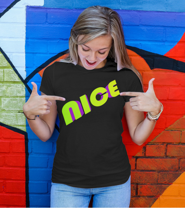 Nice Neon Green And Purple Text T-Shirt