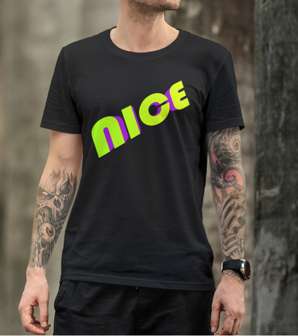 Nice Neon Green And Purple Text T-Shirt