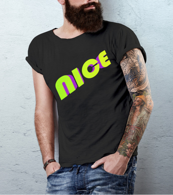 Nice Neon Green And Purple Text T-Shirt