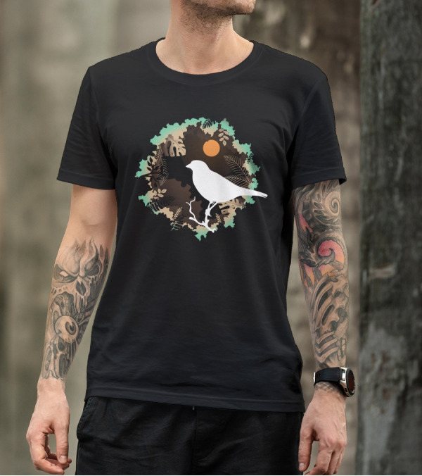 Night Bird Sunset Forest T-Shirt
