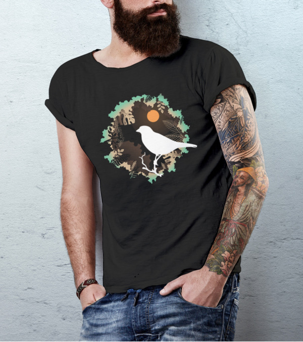 Night Bird Sunset Forest T-Shirt