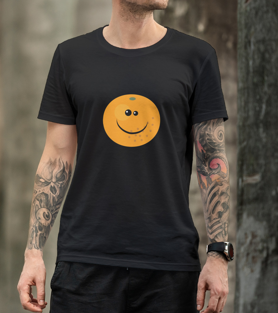 Orange Face Smiley Cartoon Fruit Expression T-Shirt