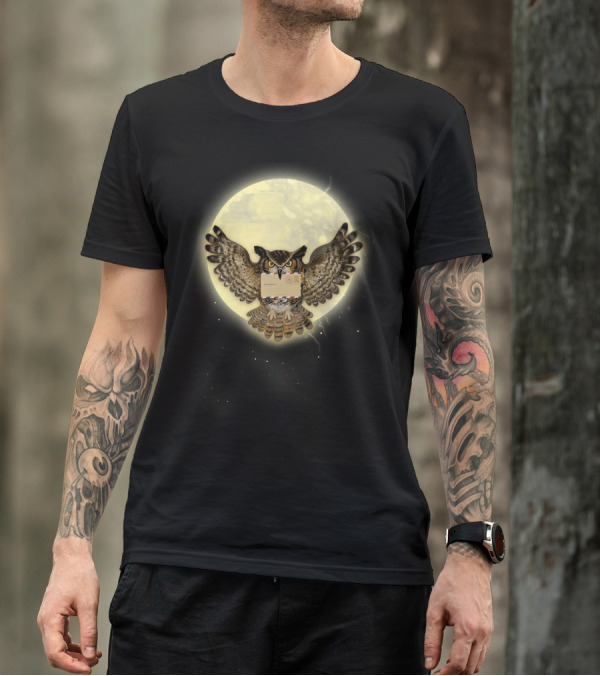 Full Moon Owl Postal Service Delivery T-Shirt
